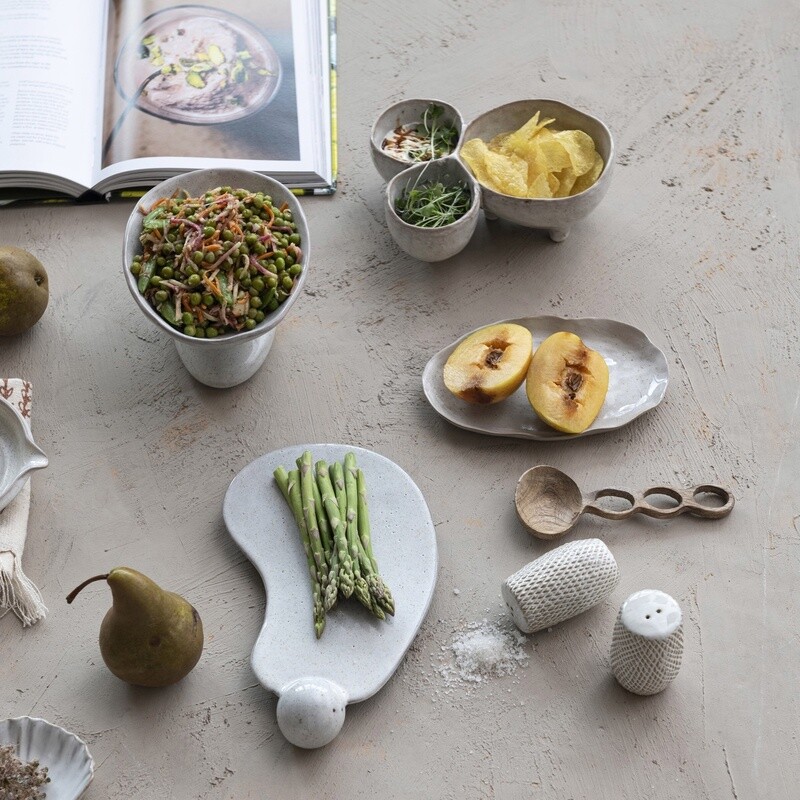 Debossed Stoneware Salt & Pepper Shakers, Set of 2 (Each One Will Vary)