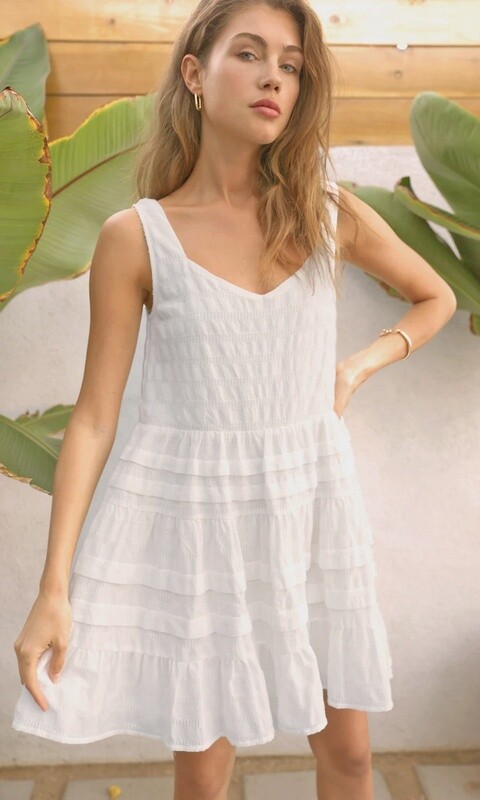 Georgina Pleated Textured Cotton Dress