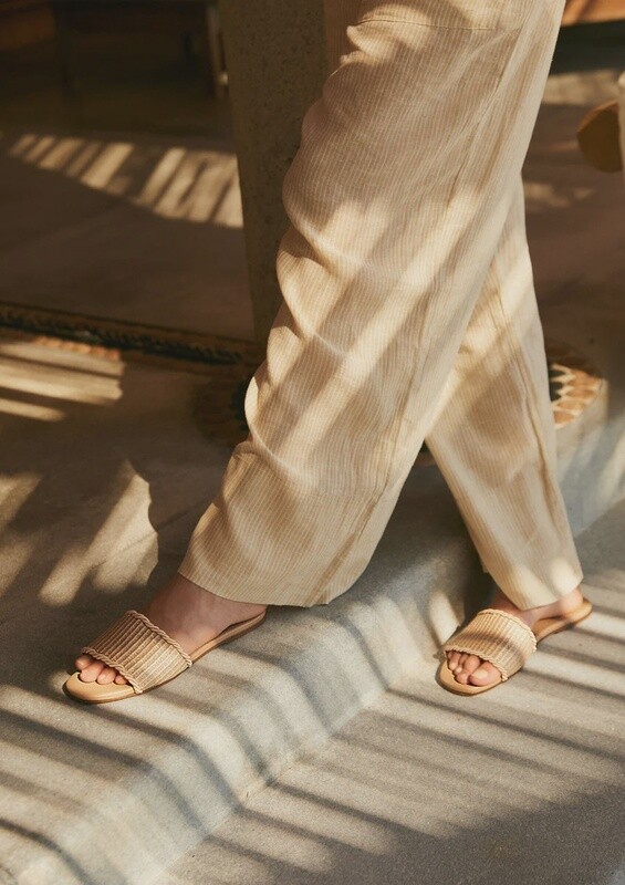 Azurita Basketweave Slide w/ Rope Detail / Blush