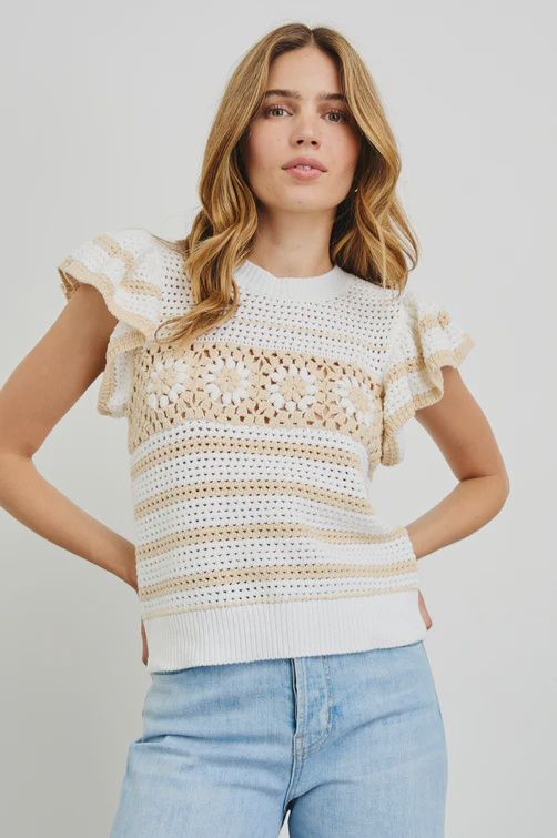 Penelope Crochet Top / Ivory Oat