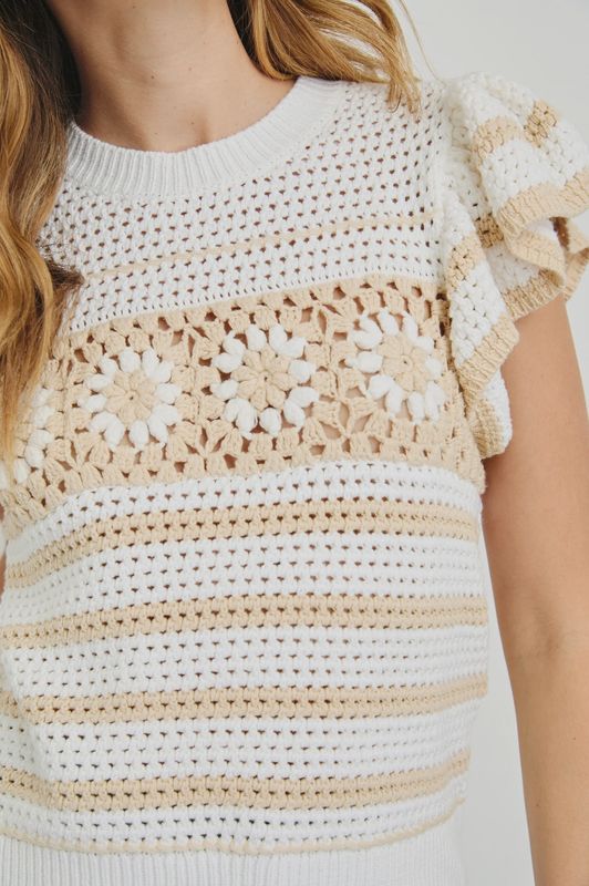 Penelope Crochet Top / Ivory Oat