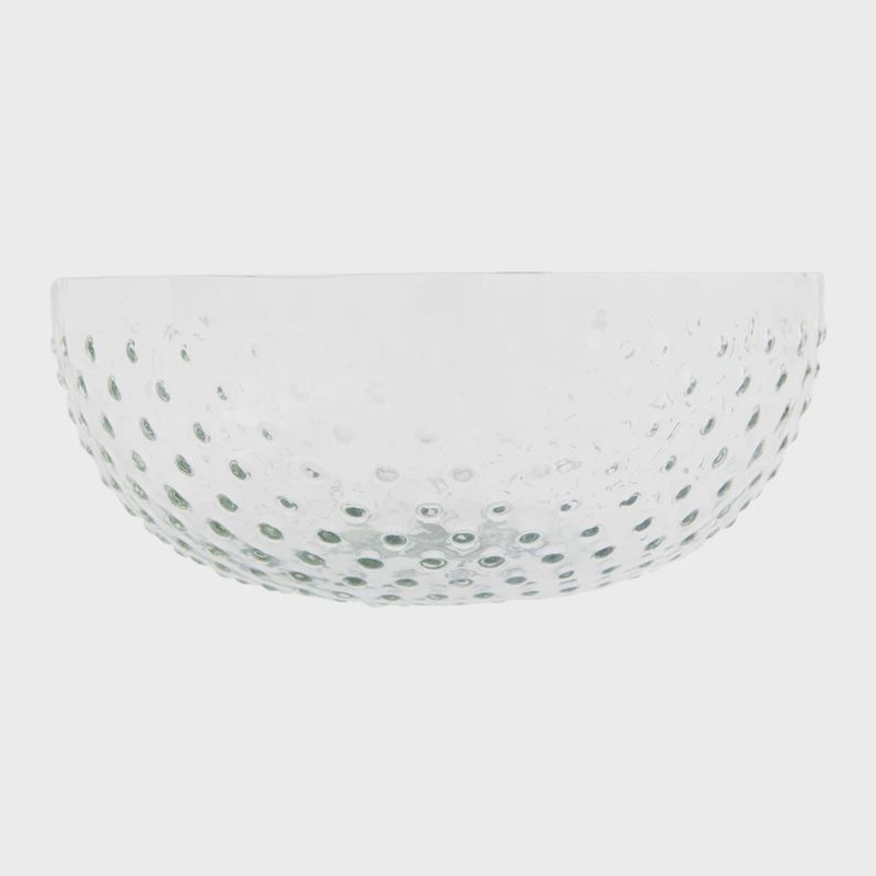 Recycled Glass Hobnail Low Bowl / 8-1/4" Round x 2"H