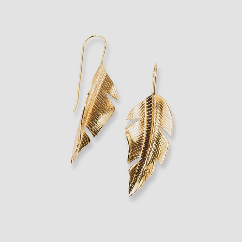 Marta Banana Leaf Threader Earrings / Brass
