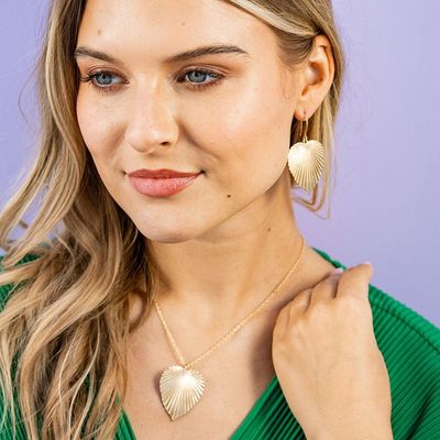 Fernanda Palmetto Dangle Earrings / Brass