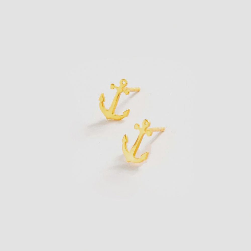 Alice Anchor Post Earrings / Brass