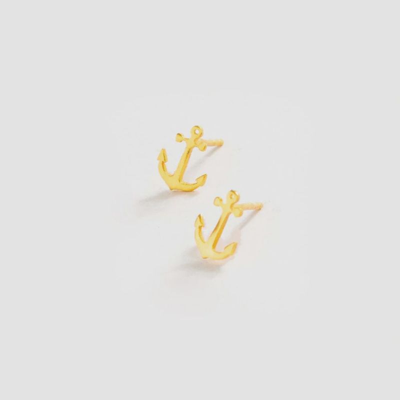 Alice Anchor Post Earrings / Brass