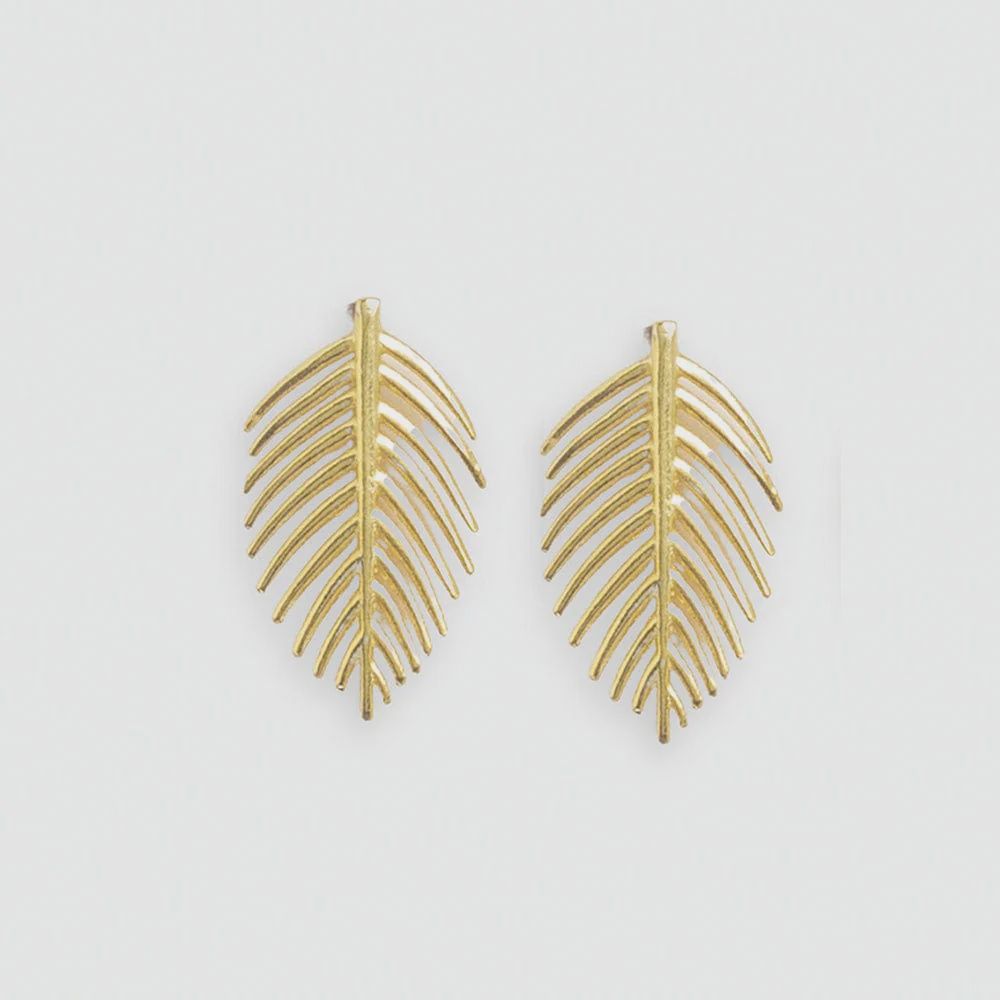 Flora Stud Leaf Earrings / Brass