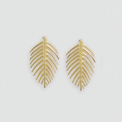 Flora Stud Leaf Earrings / Brass