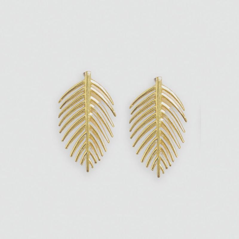 Flora Stud Leaf Earrings / Brass