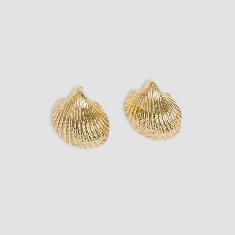 Pearl Cockle Shell Earrings / Brass