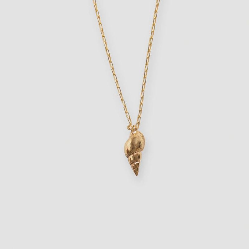 Marina Spiral Shell Pendant Necklace / Brass