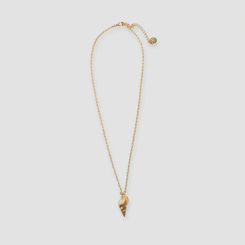 Marina Spiral Shell Pendant Necklace / Brass