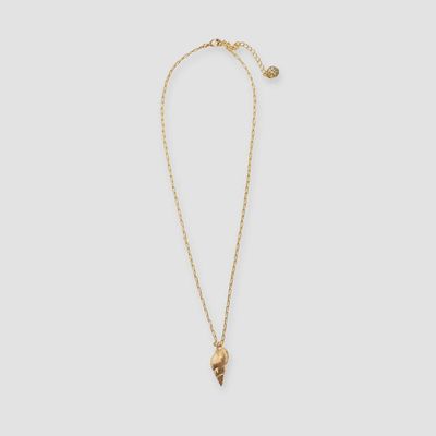 Marina Spiral Shell Pendant Necklace / Brass