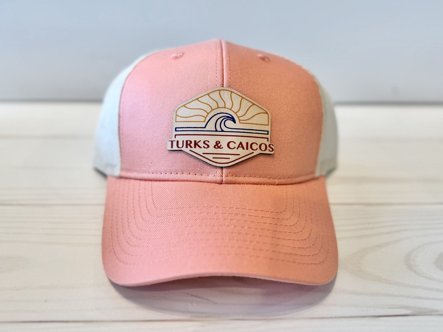 Turks & Caicos Sun & Waves Patch Hat, Colour: coral / beige