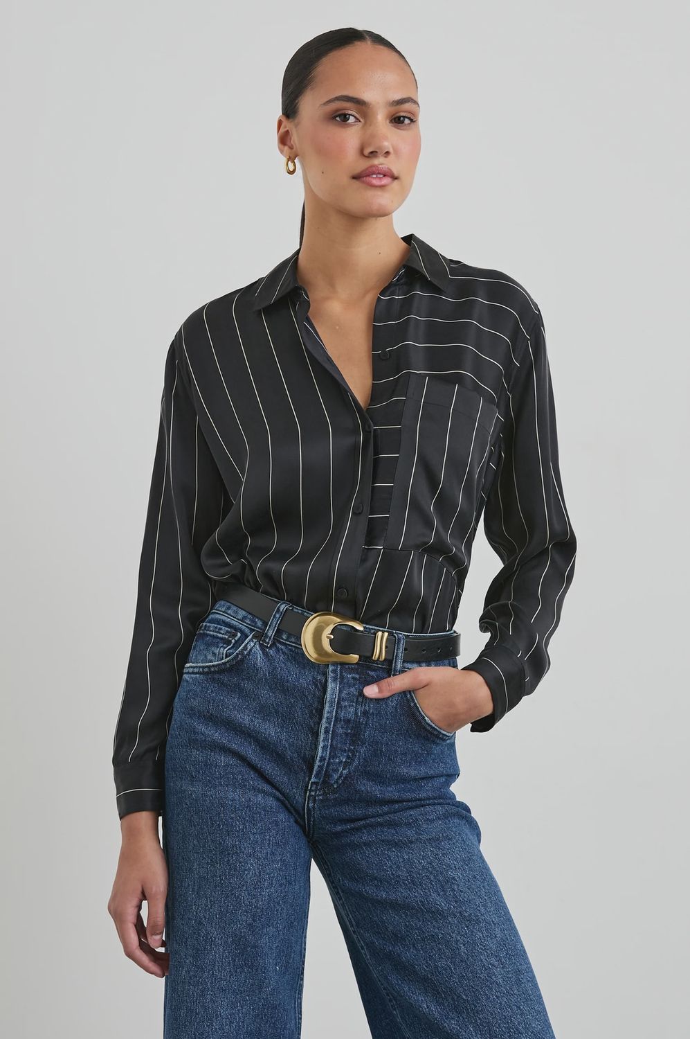 Spencer Silk Shirt / Ink Stripe