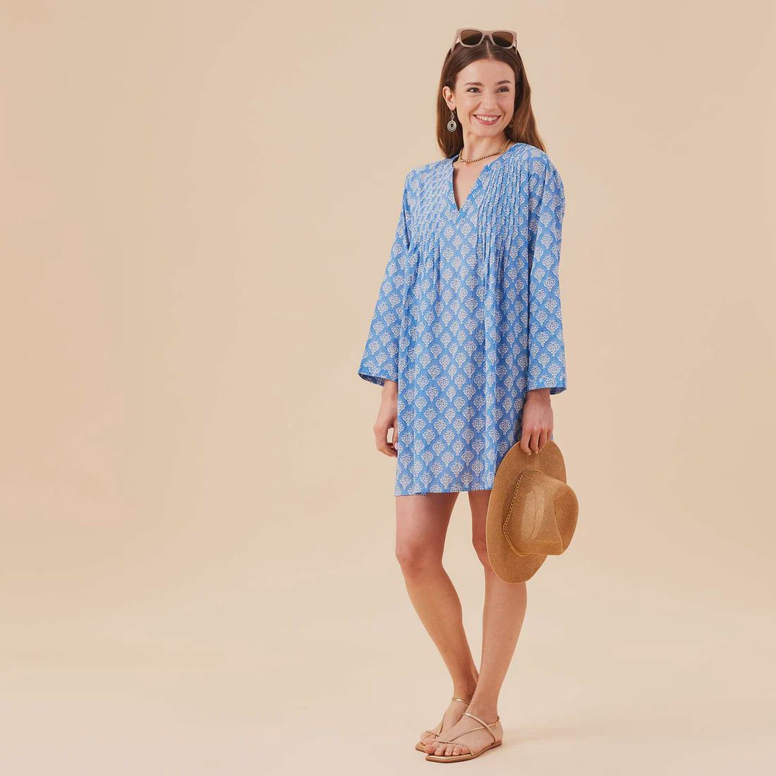 Fifer Pintuck Beach Cover Up / Blue