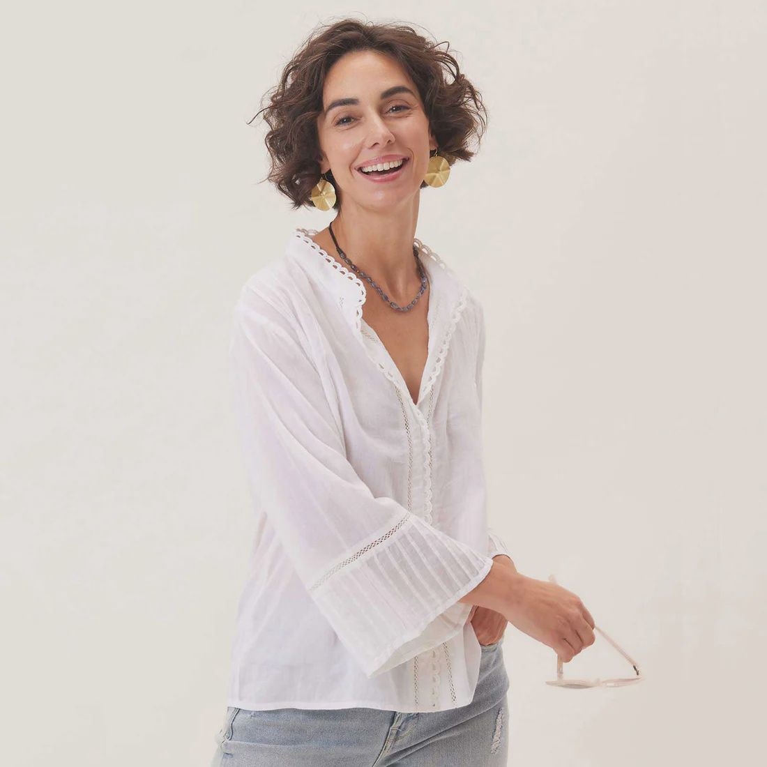 Easy Lightweight Cotton Blouse / White