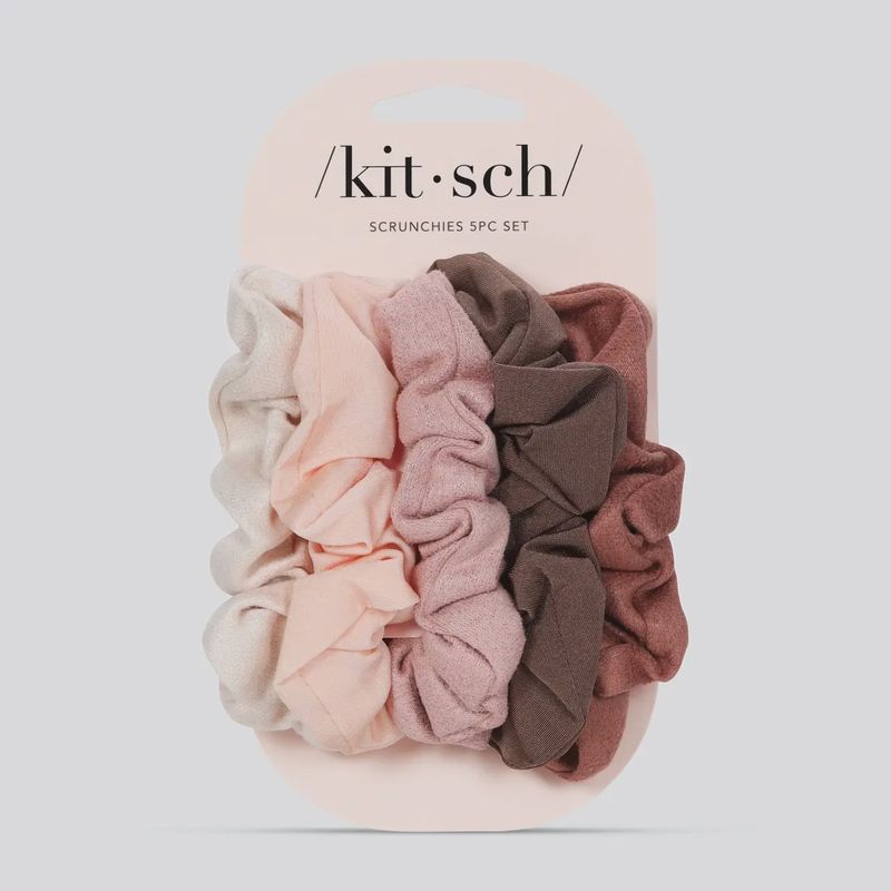 Textured Scrunchies 5 pc Set / Terracotta