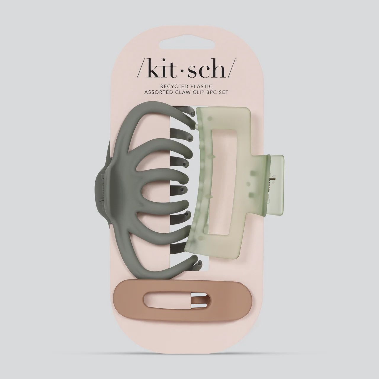 Recycled Plastic Assorted 3 pc Set Octopus Claw Clip/ Sage