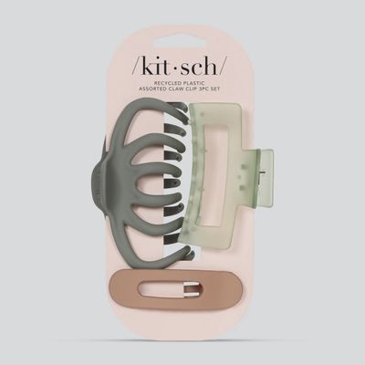 Recycled Plastic Assorted 3 pc Set Octopus Claw Clip/ Sage