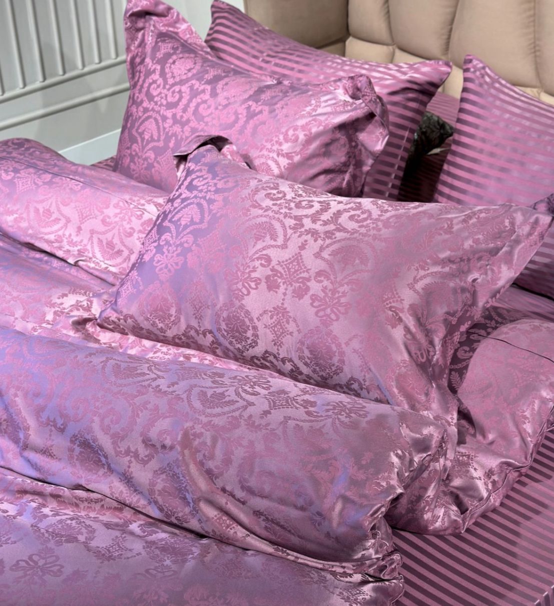 Бамбукова постільна білизна Maison D&#39;or Alette Lilac 200x220см жакард