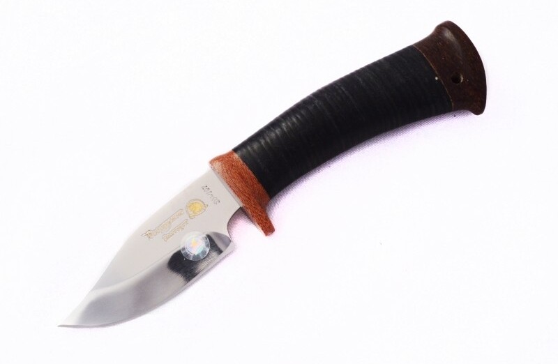 Нож Малек-2 (позолота/кожа/текстолит)  РО,
