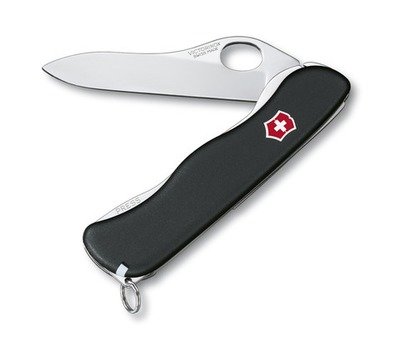 Нож Victorinox Sentinel One Hand belt-clip, 111 мм, с фиксатором лезвия, черный 0.8416.M3