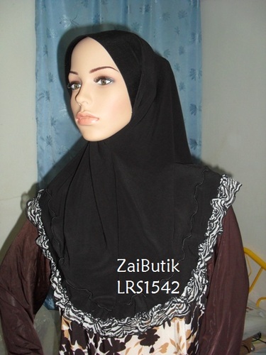 Tudung Lycra Curly Ropol Chiffon
