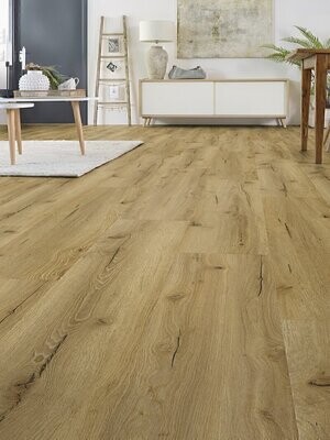 Designboden Eiche Erika Softec inklusive Korktrittschalldämmung Vinylboden im Click-System zur schwimmenden Verlegung
Farbton: Erika, Eiche mit strukturierter Oberfläche
Abmessungen:1220mm x 225mm x 8mm (LxBxH)
Nutzschicht: 0,5mm
Verpackungseinheit: 2,745qm