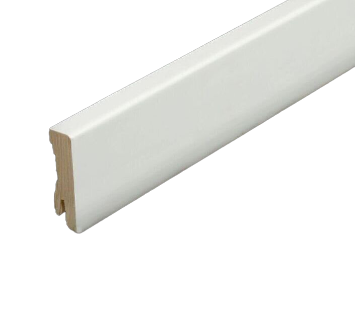 KP-631 Sockelleiste Weiß Starkfolie mit Holzkern 16x60x2400mm mit Clipsfräsung Ral 9010 KP-631 Sockelleiste Weiß Starkfolie mit Holzkern 16x60x2400mm mit Clipsfräsung Ral 9010
