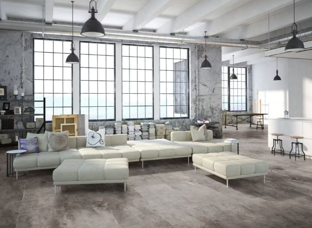 Klebevinyl in Zementoptik Harz