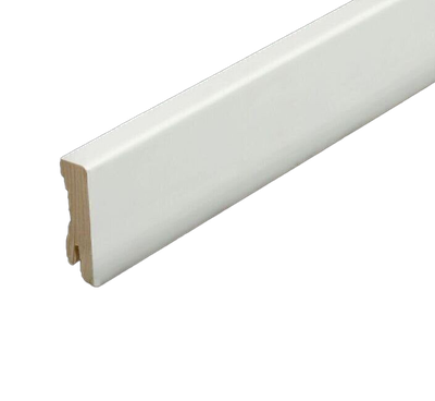 KP-631 Sockelleiste Weiß Starkfolie mit Holzkern 16x60x2400mm mit Clipsfräsung Ral 9010 KP-631 Sockelleiste Weiß Starkfolie mit Holzkern 16x60x2400mm mit Clipsfräsung Ral 9010