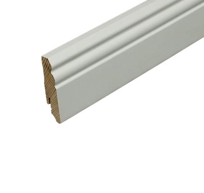 FN-626 Sockelleiste Weiß lackiert mit Holzkern 18x96x2400mm Berliner Profil