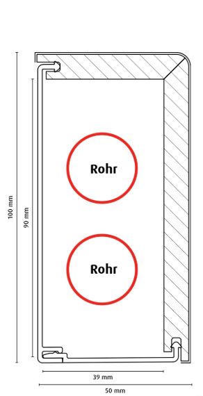FN Weiße Rohrabdeckleiste FRA02  91x41x2400mm