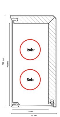 FN Weiße Rohrabdeckleiste FRA02 91x41x2400mm FN Weiße Rohrabdeckleiste FRA02 91x41x2400mm