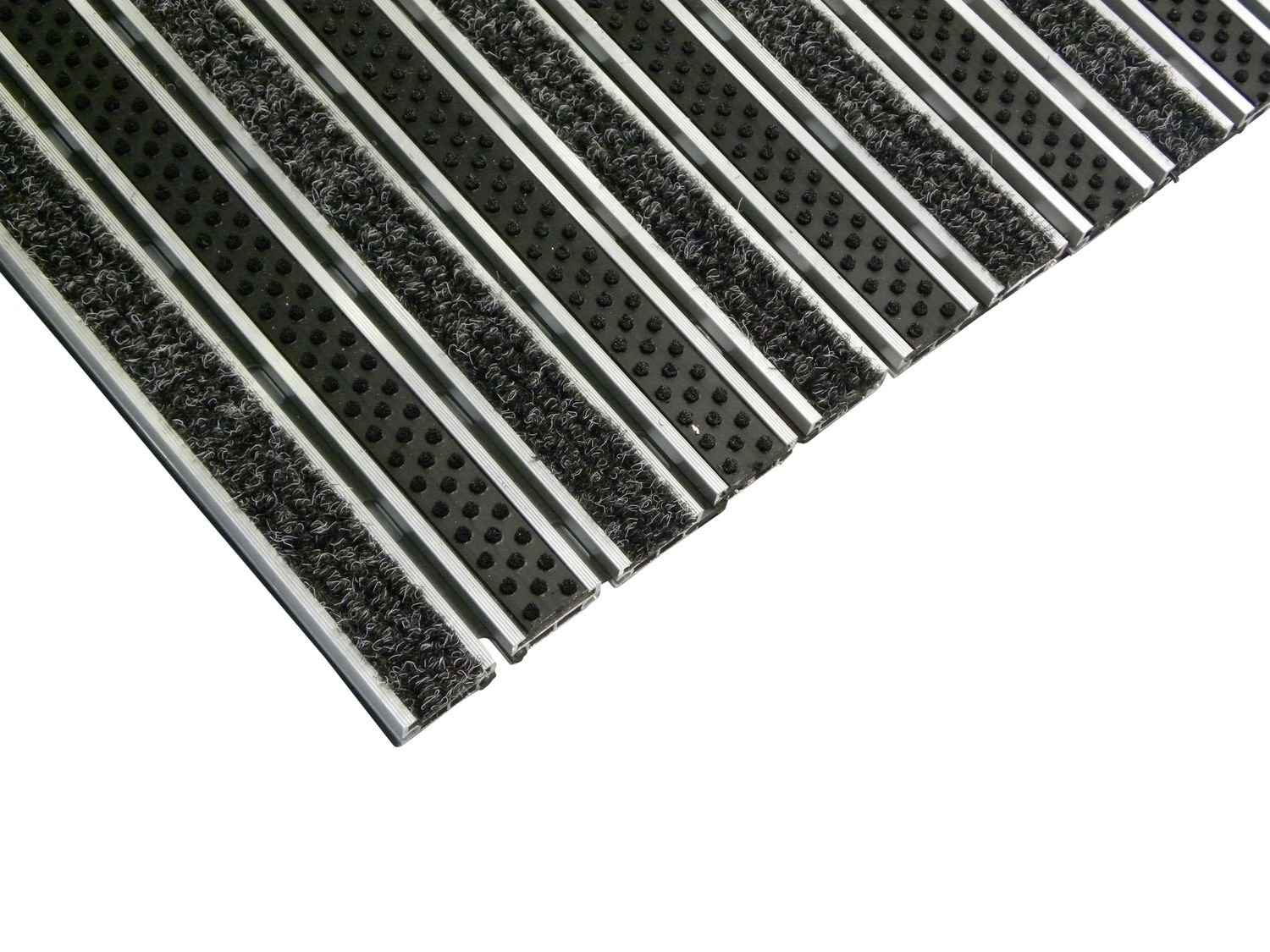 ALU Entrancemat with ribbed carpet and brush insert