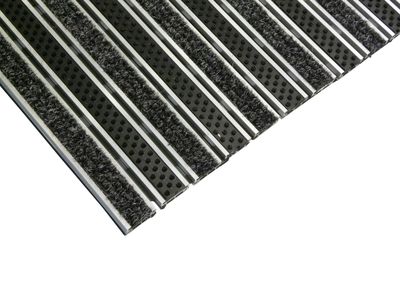 ALU Entrancemat with ribbed carpet and brush insert
