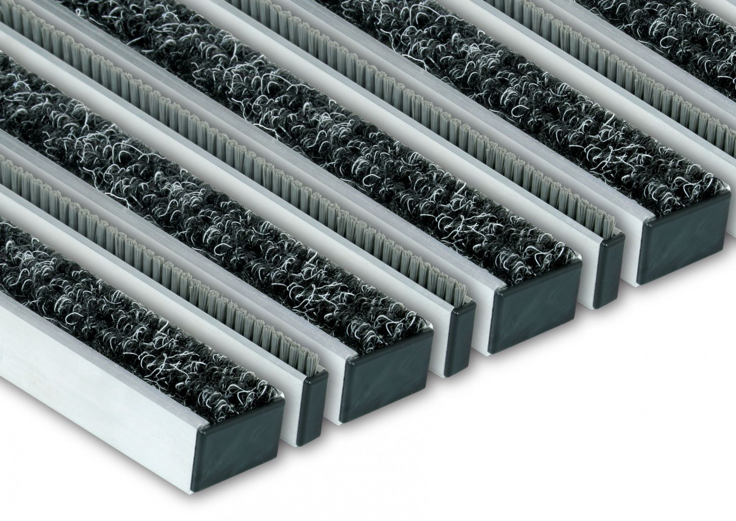 ALU Entrancemat with ribbed carpet and brush strip