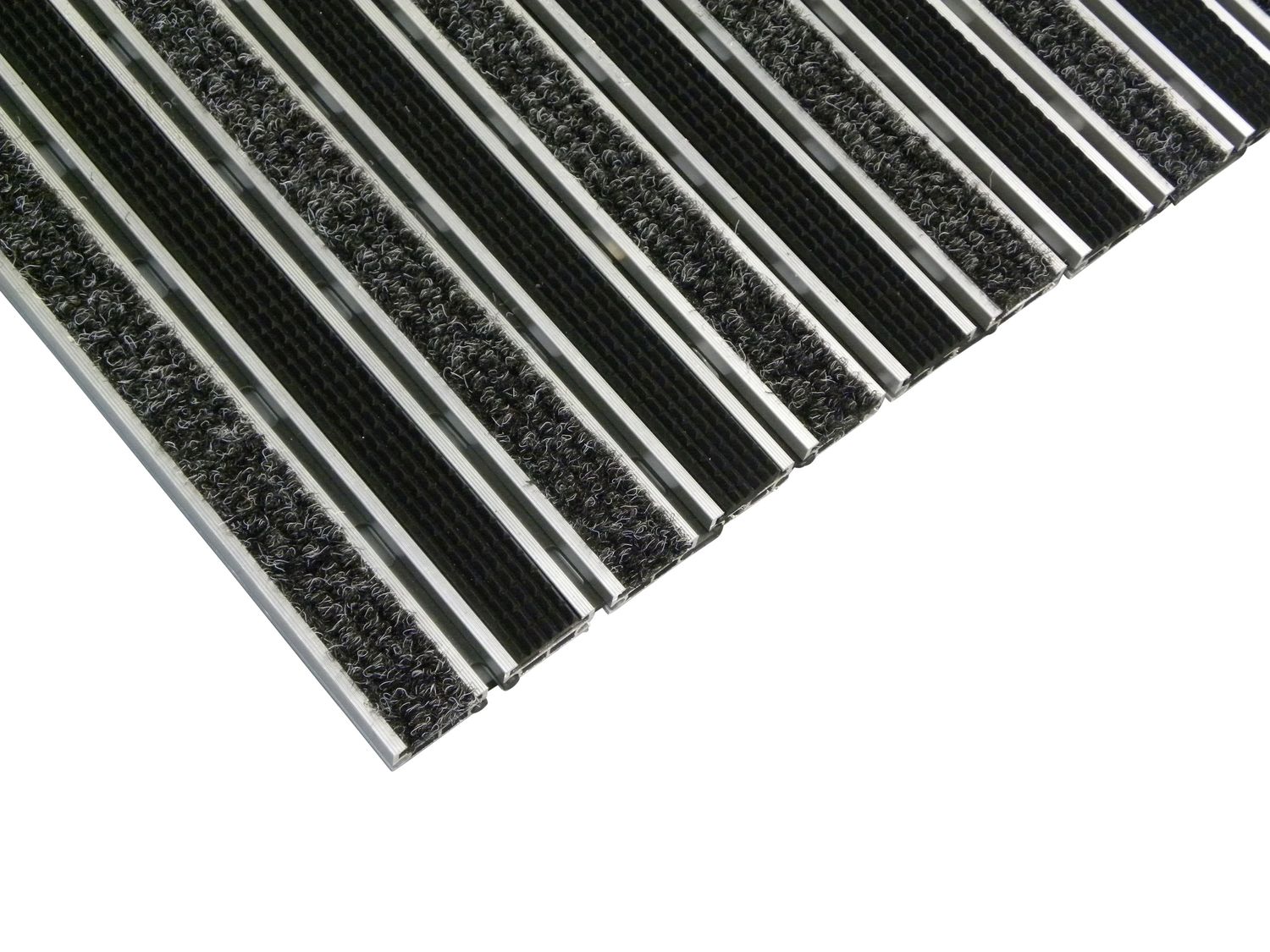 ALU Entrancemat with ribbed carpet and rubber insert