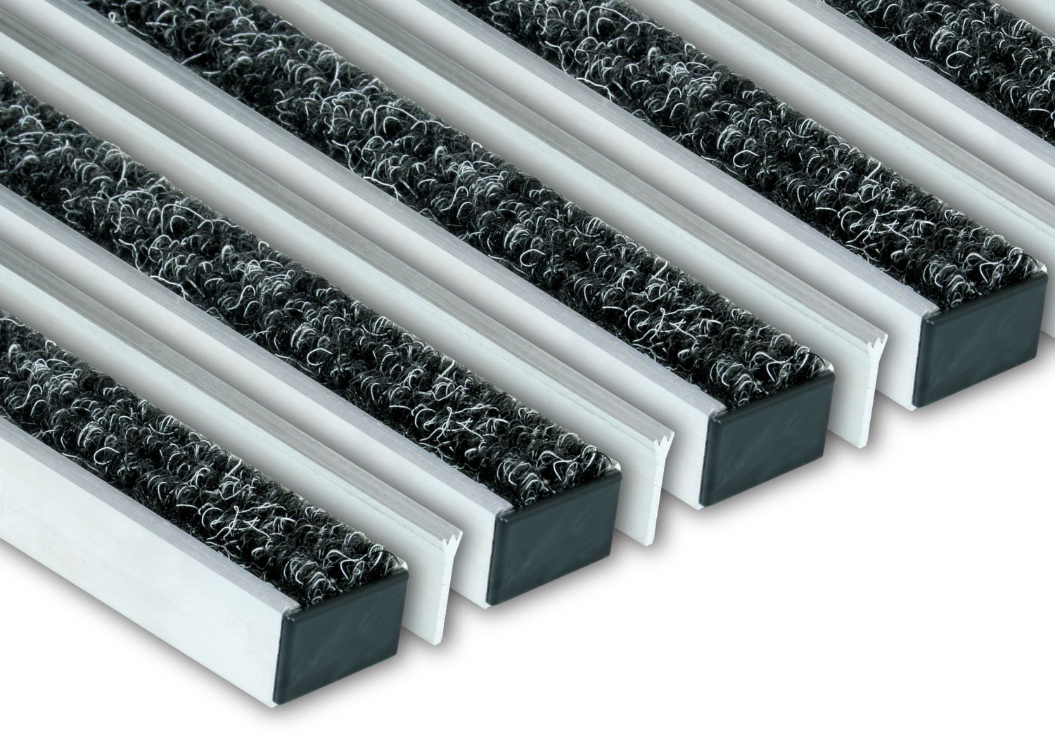 ALU Entrancemat with ribbed carpet and scraper bar