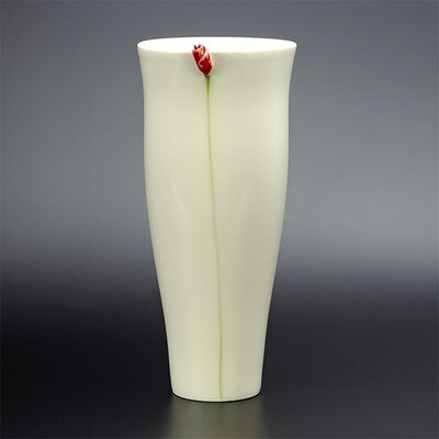 Vase Florentine modellierte Rose rot