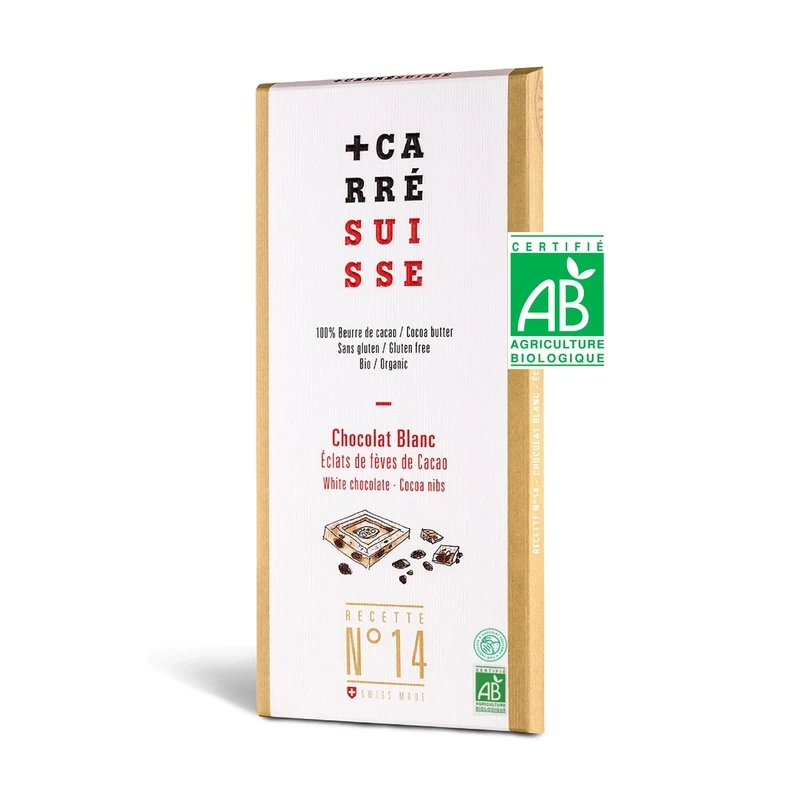 BIO Weiße Schokolade Nr. 14 weiß mit Kakaonibs BIO Weiße Schokolade Nr. 14 weiß mit Kakaonibs