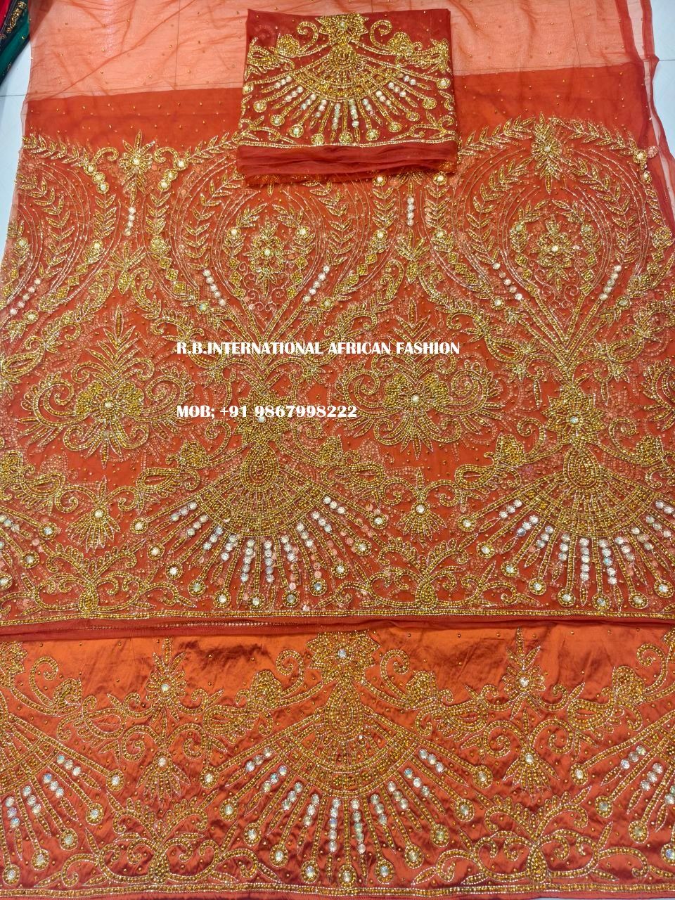 ​Luxury Designer crystal work George wrapper fabric