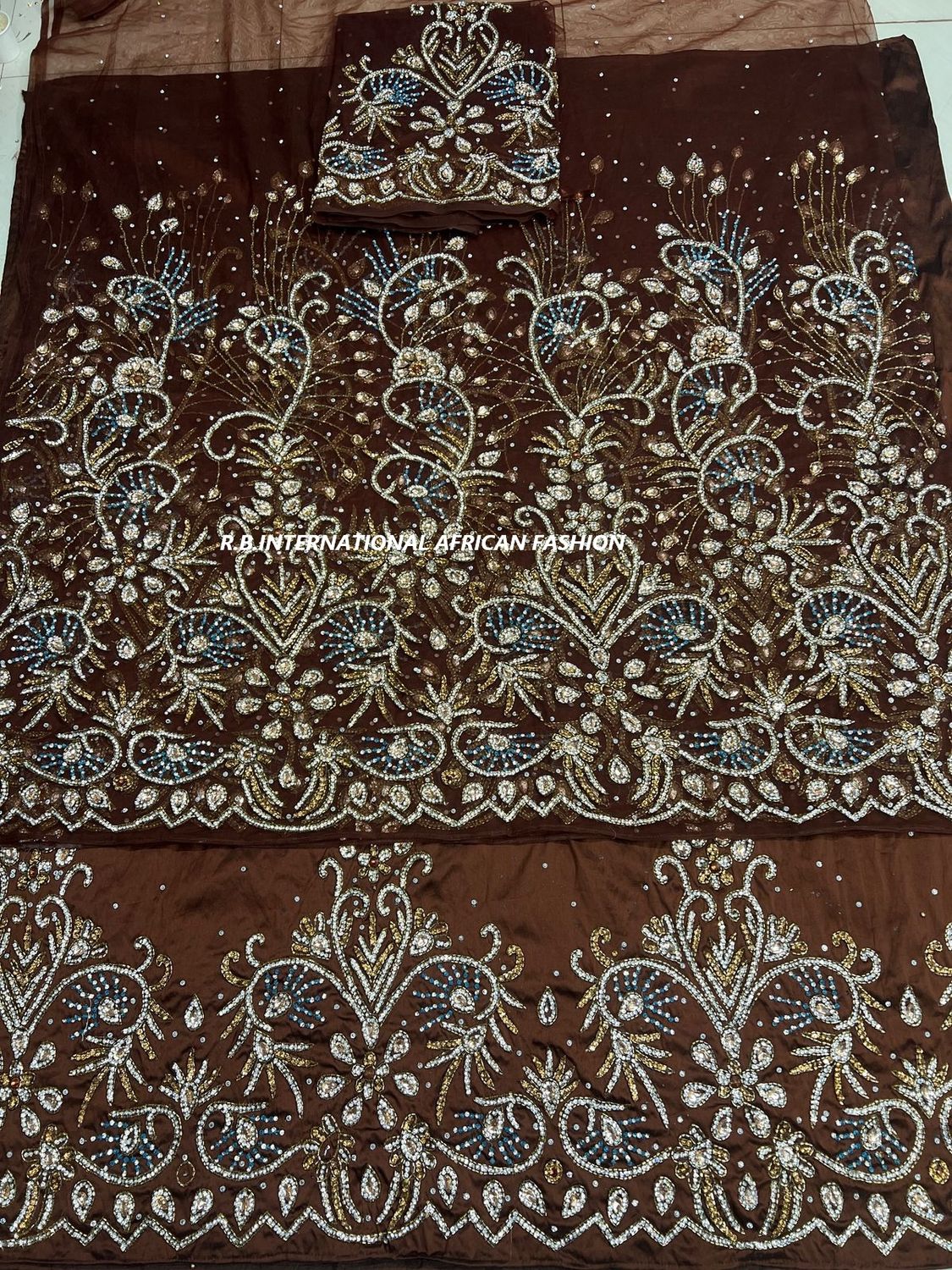 ​Luxury Designer crystal work George wrapper fabric