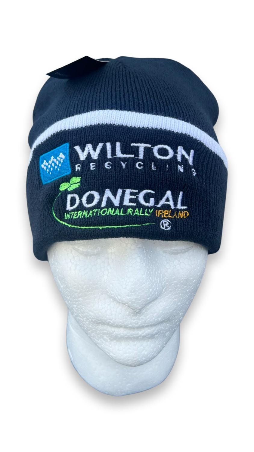 Wilton Recycling Donegal Intl Rally BEANIE hat Navy/white