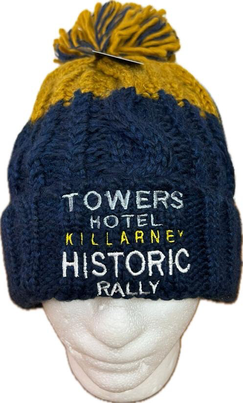 !!NEW!! Killarney Towers Hotel Historic Rally Navy/Yellow Winter Bobble Hat