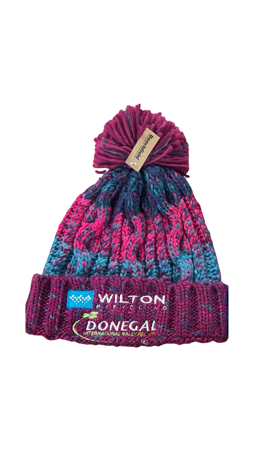 Wilton Recycling Donegal Intl Rally Winter Bobble Hat Pink &amp; Purple