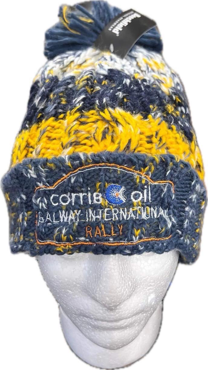 GALWAY INTL RALLY HAT WINTER BOBBLE YELLOW NAVY
