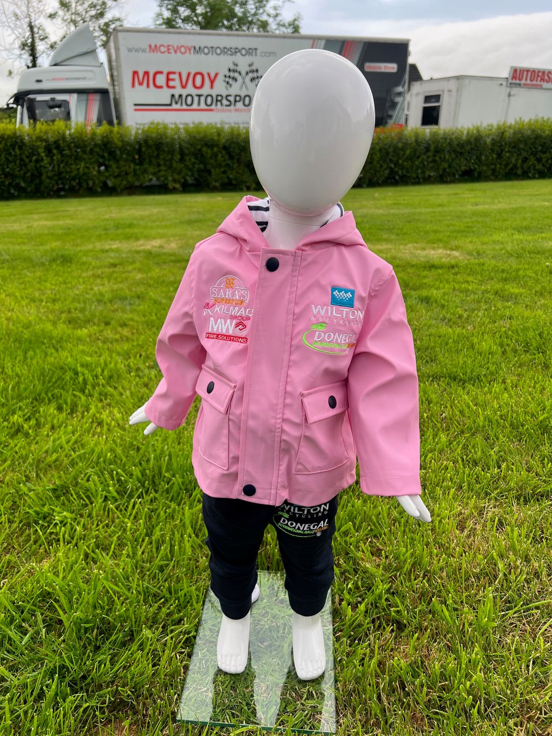 WILTON RECYCLING DONEGAL INTERNATIONAL RALLY PINK KIDS RAIN COAT