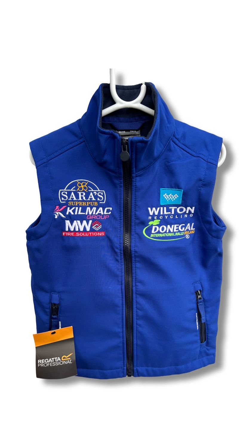 WILTON RECYCLING DONEGAL INTERNATIONAL RALLYKIDS ROYAL SOFTSHELL BODYWARMER